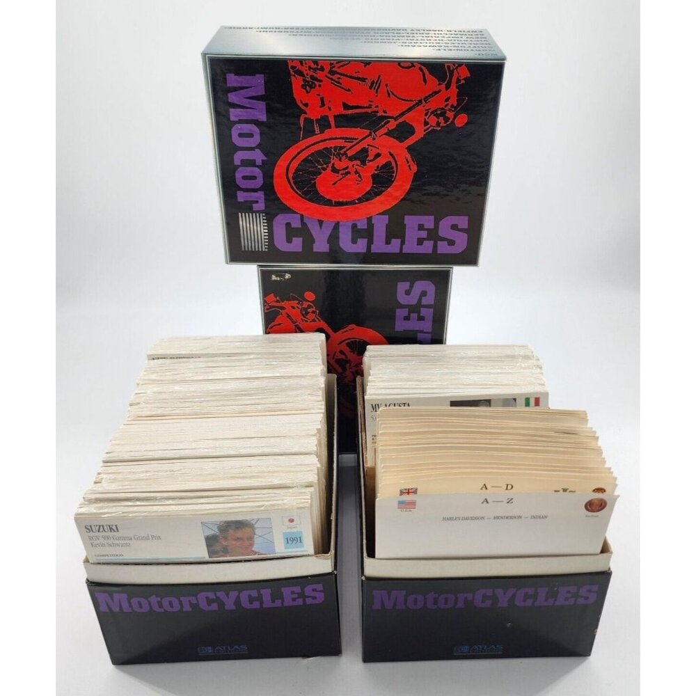 Set of 2 Atlas Editions Motorcycle Trading‎ Info Cards Box Sets - With Dividers